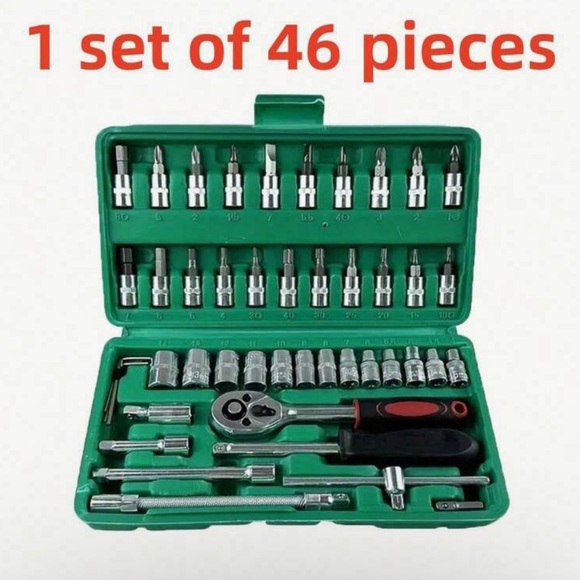 NEW 46PC Socket Wrench Set with Green Case - Picture 1 of 5